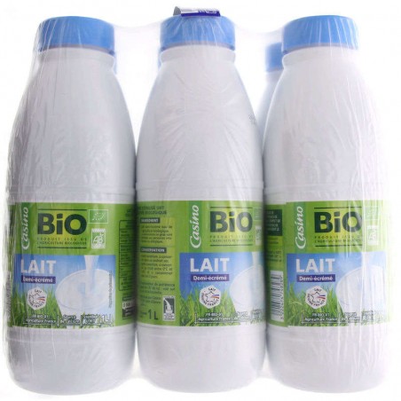 Lait demi-écrémé 6x1L CASINO BIO Lait demi-écrémé 6x1L CASINO BIO