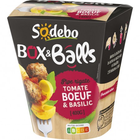 Box pipe rigate bœuf tomate basilic 400g SODEBO Box pipe rigate bœuf tomate basilic 400g SODEBO