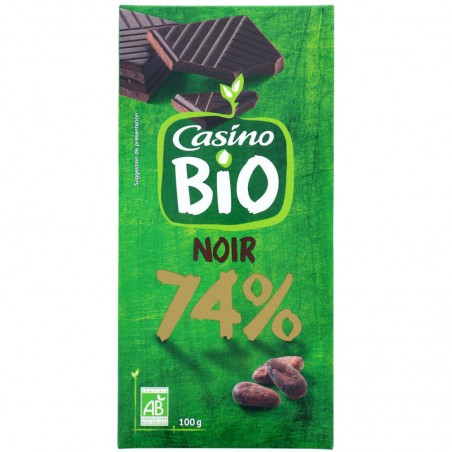 CASINO BIO Chocolat noir bio 74% dégustation Bio 100g