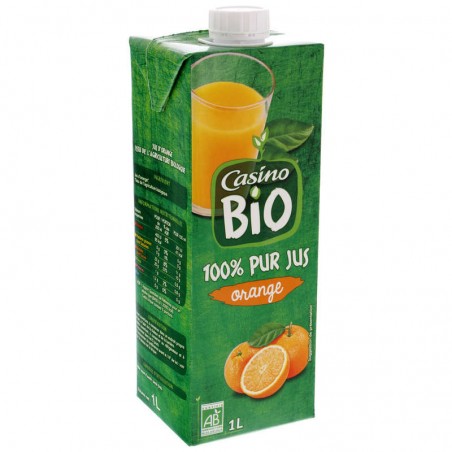 CASINO BIO 100% Pur jus d'orange Bio 1L