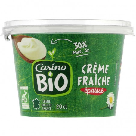 CASINO BIO Crème fraîche épaisse - Produit de l'agriculture biologique 20cl
