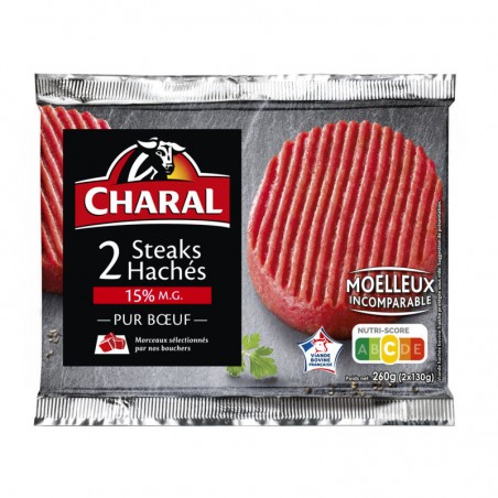 CHARAL Steaks hachés 15%MG 2x130g