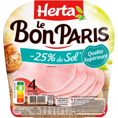 HERTA Le Bon Paris -25% de sel 4 tranches 140g