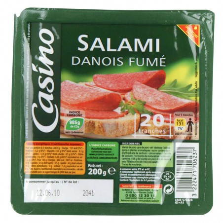 CASINO Salami Danois Fumé 20 tranches 200g