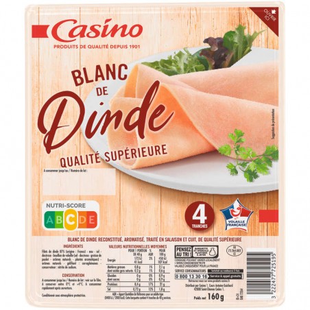 CASINO Blanc de dinde français 160g