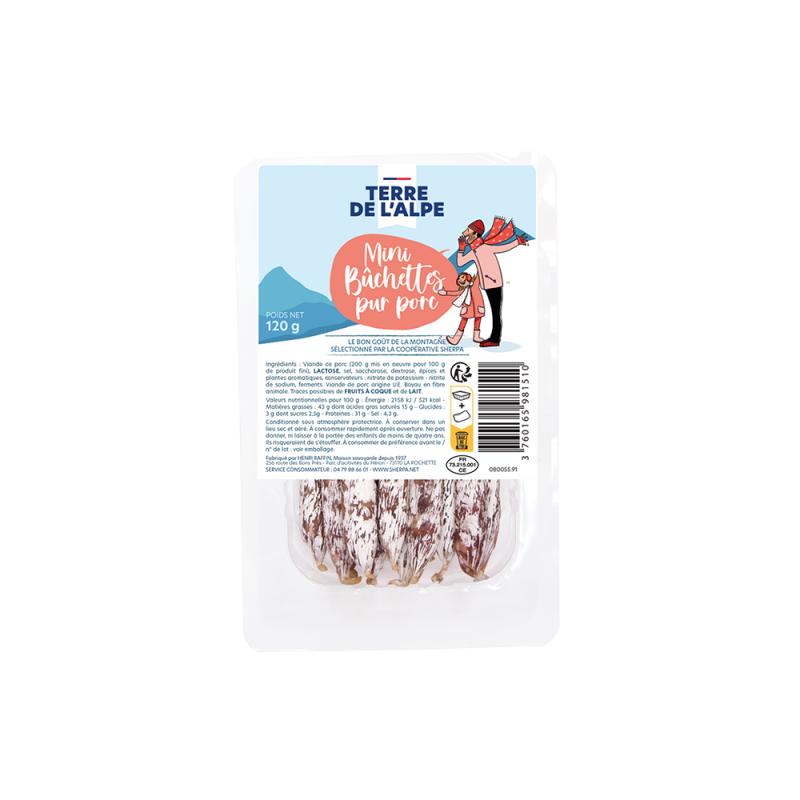 TERRE DE L'ALPE Mini Bûchettes Nature - 120g